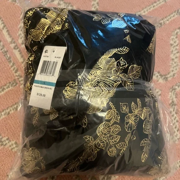 MSK formal Metallic-Print Pleated Blouson Gown size 16 - Picture 2 of 6